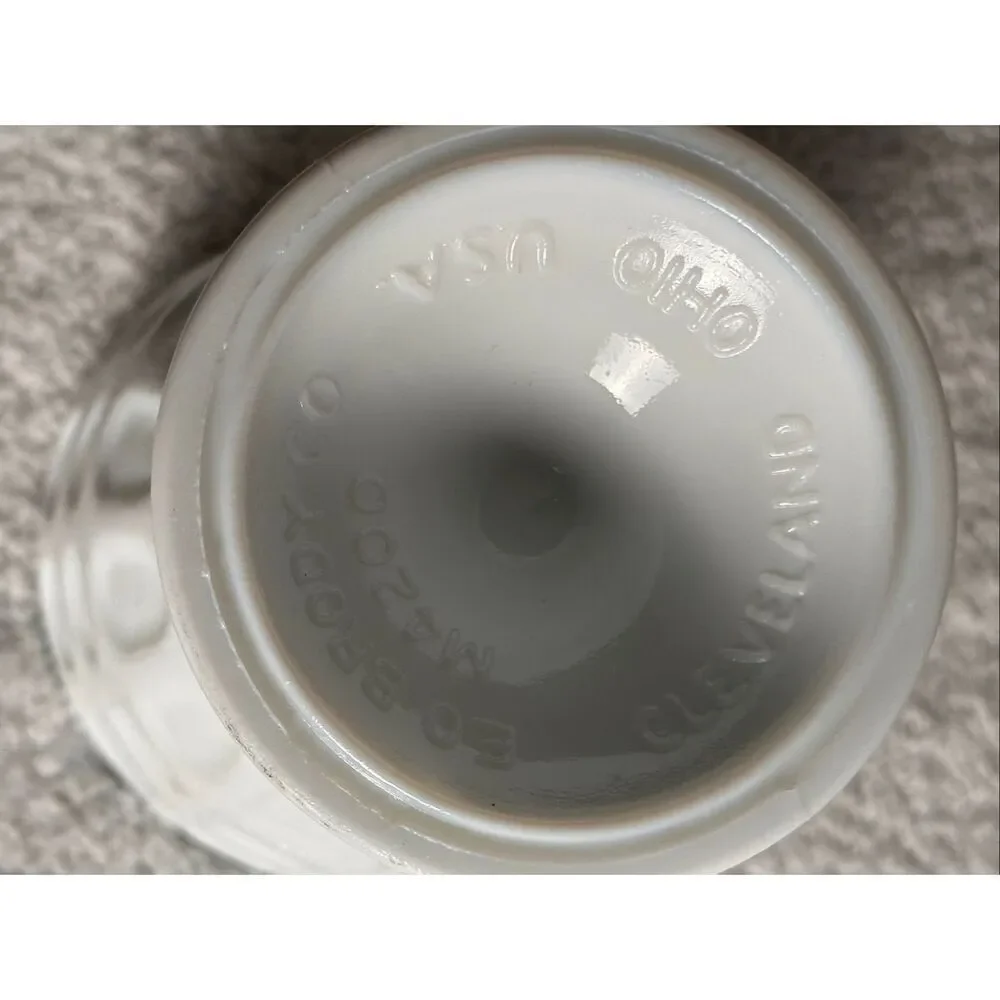 Vintage E.O. Brody Co. Thumbprint White Milk Glass Vase/Cleveland, Ohio